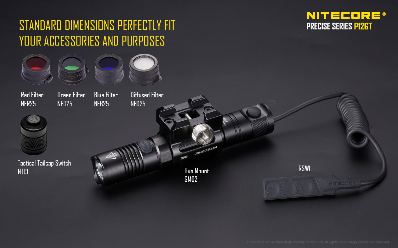 NiteCore NFR25 25.4mm Red Lens Filter Diffuser for MT2C MT21A P10 P12 P12GT 