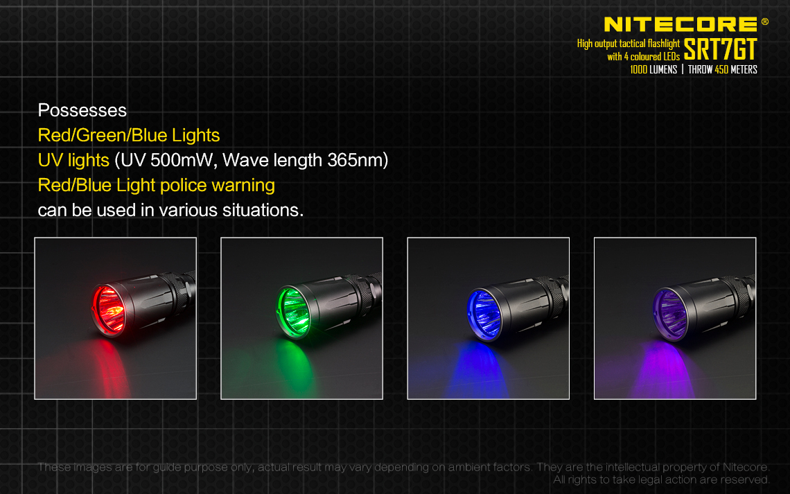 Linterna NITECORE Mod. SRT7GT 1000Lm Multicolor — Camping44