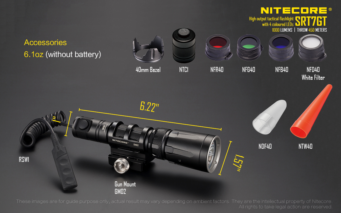 Linterna NITECORE Mod. SRT7GT 1000Lm Multicolor — Camping44