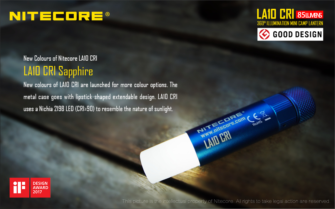 75 Lumen 3 Leuchtstufen inkl Batterie Nitecore LA10 CRI schwarz Mini-Laterne