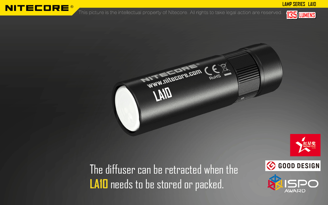 75 Lumen 3 Leuchtstufen inkl Batterie Nitecore LA10 CRI schwarz Mini-Laterne