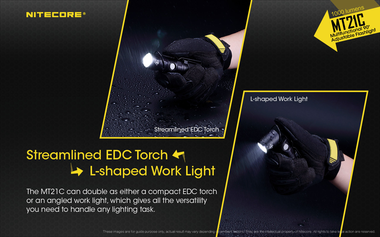 Nitecore MT21C 1000 lumens Multifunctional 90 degrees Adjustable LED Flashlight 
