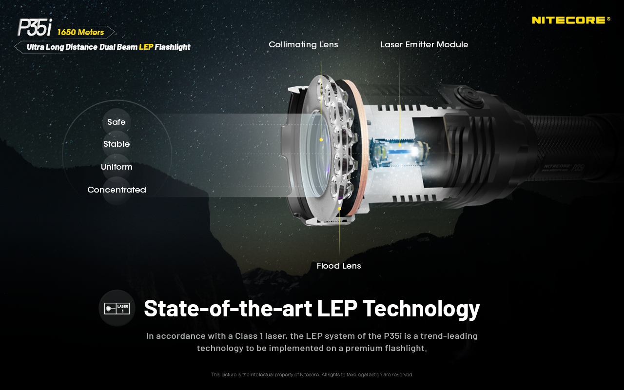 Linterna Nitecore P35i 3000lumen 1650mts + Remoto Y Batería