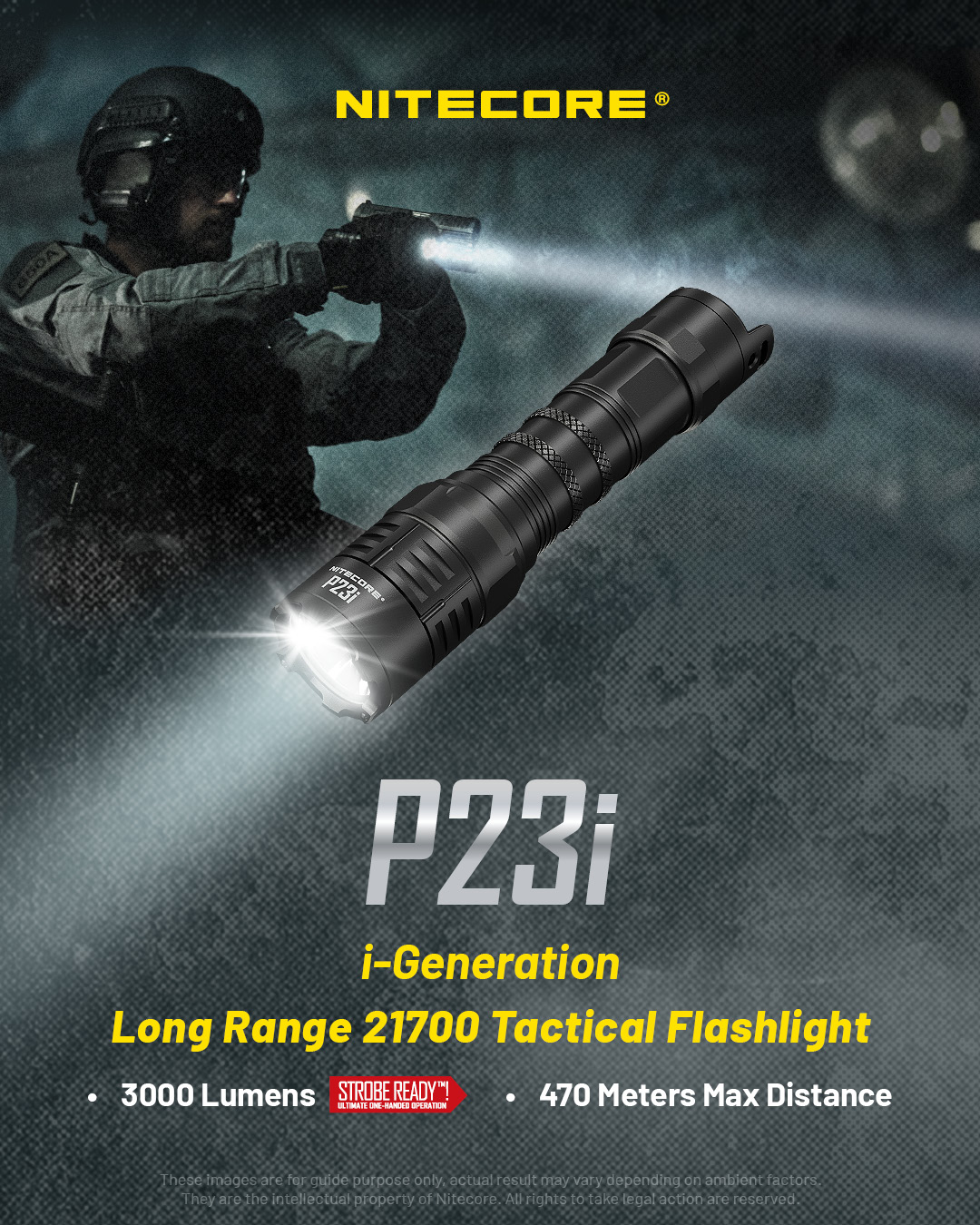 ▷ Nitecore P23i Noir Lampe de poche tactique LED