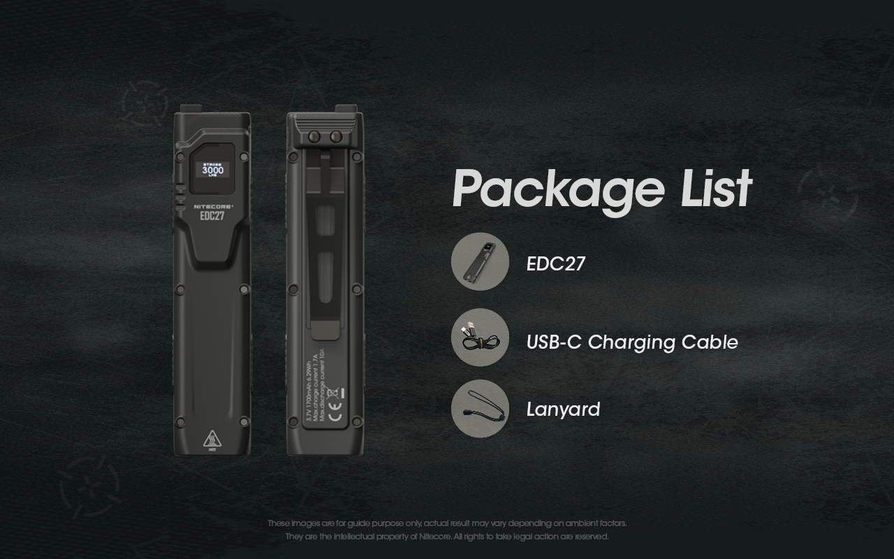 2024 NITECORE EDC27 3000 LMs USB-C Rechargeable Torch Built-in 1700mAh  Li-ion Battery Ultra