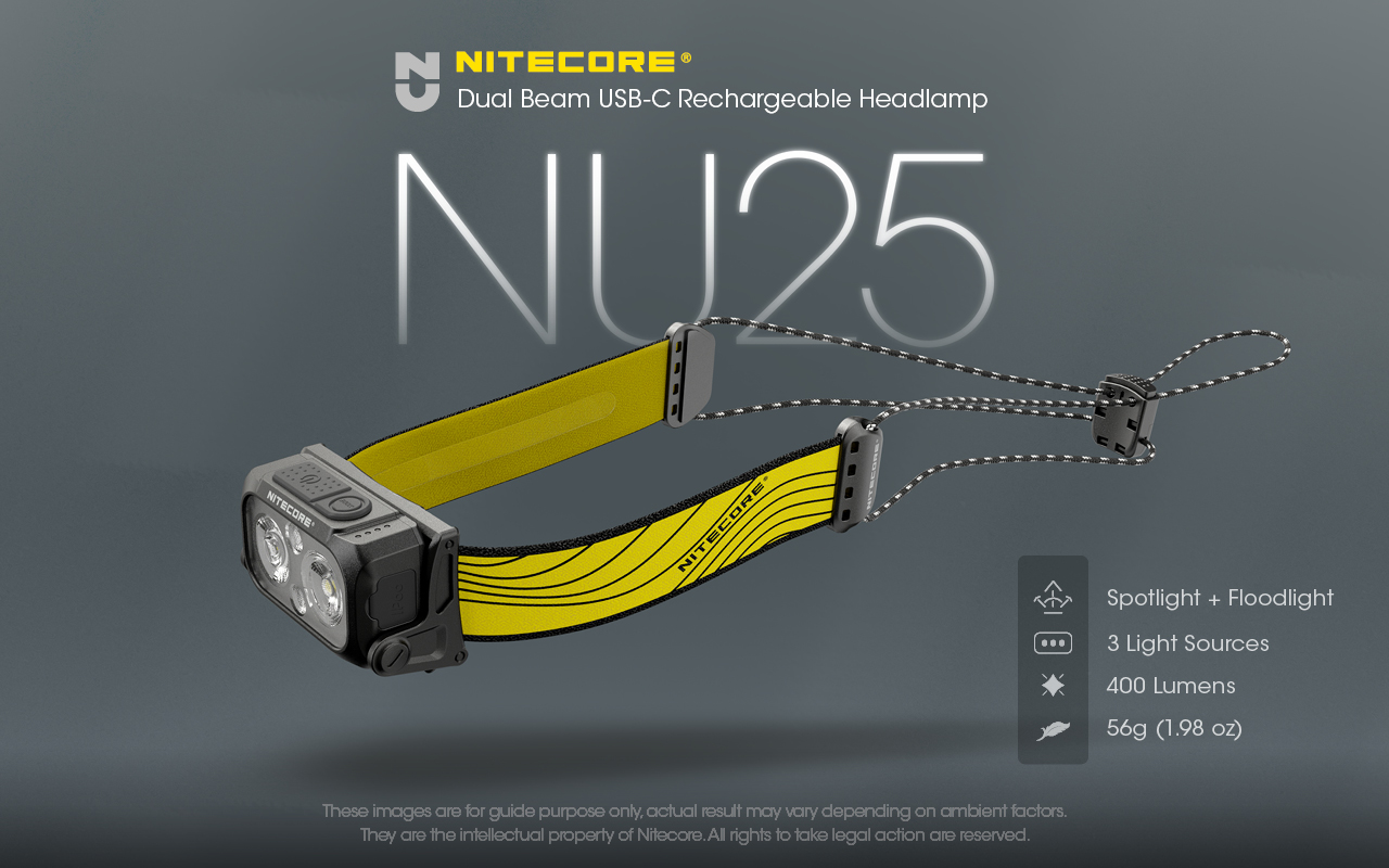 Lampe frontale rechargeable USB NITECORE NU25 - 400 Lumens - Armurerie  Pisteurs