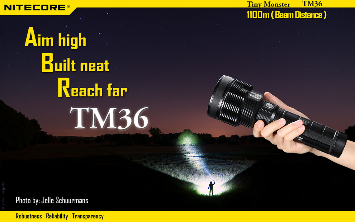 Nitecore TM36 Searchlight 1800 Lumens w/ FREE HA20 Headlamp 